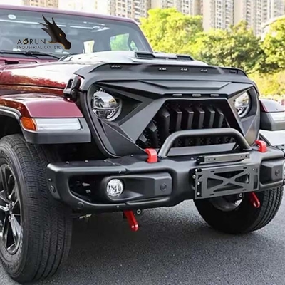 Het autotraliewerk voor 2018-2022 Jeep Wrangler JL ABS Haaigrill Front Bumper Grille Glossy Black de V.S. heeft Voorraden